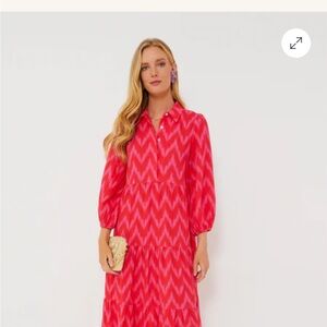 Pomander Place Red Pink Chevron Maxi Dress